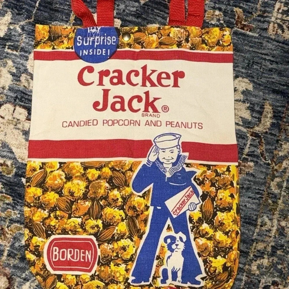 Vintage Cracker Jack Candied Popcorn & Peanuts Borden Canvas Shoulder Tote Bag - Picture 1 of 8